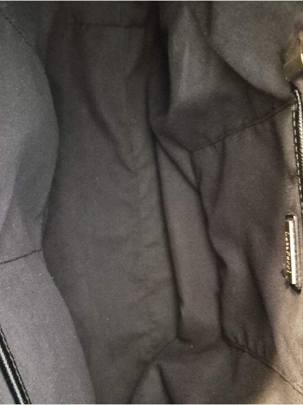 Classic Black and White Tote with Taupe Handles - Picture 9 of 16